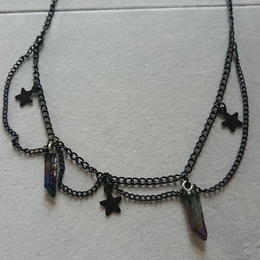 Dainty Black Star and charm Choker Necklace - Picture 2 of 9